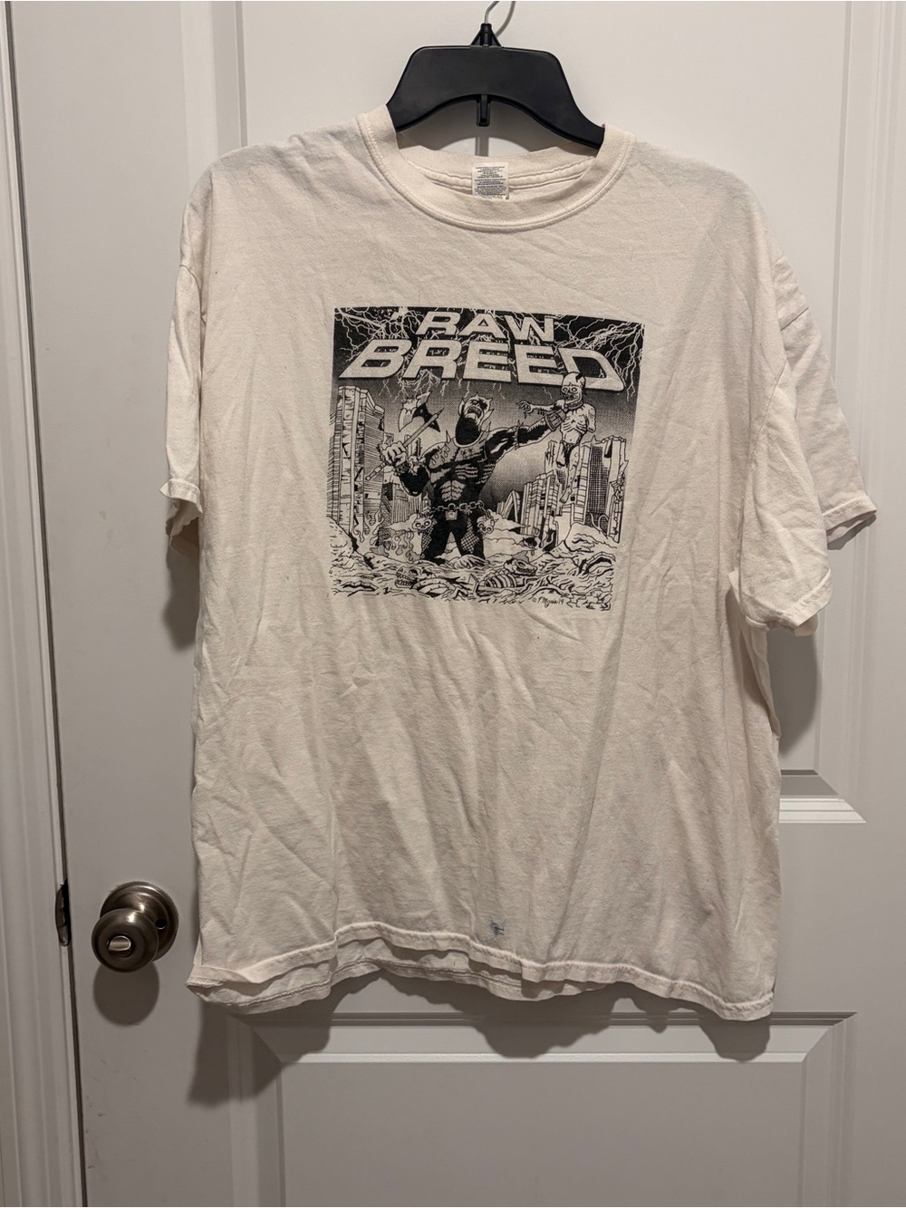 Gildan White Raw Breed Graphic Tee with Black Print